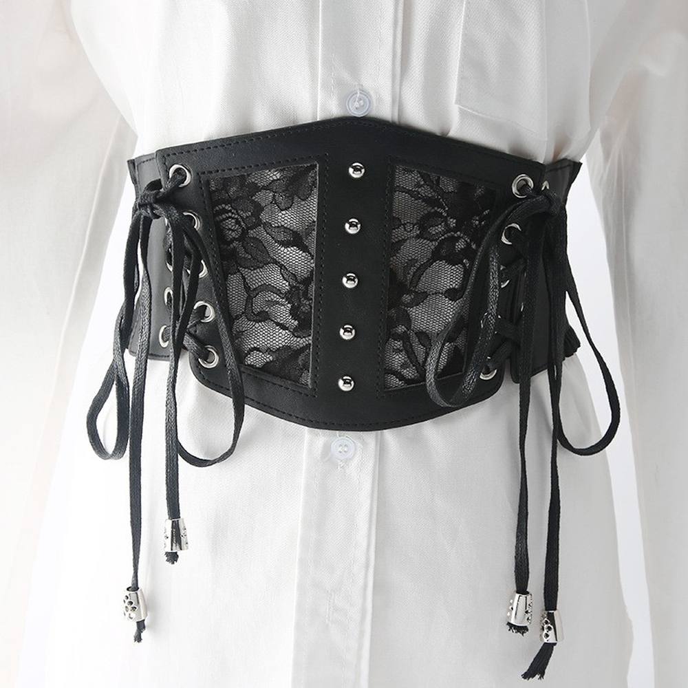 Zac's Alter Ego - Floral Lace Corset Waist belt - Black